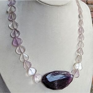 Faceted Dark & Light Amethyst  Beaded Necklace